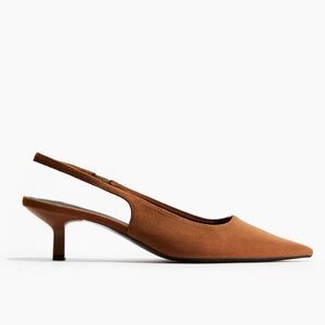H&M Brown Suede Slingback Kitten Heel Pumps